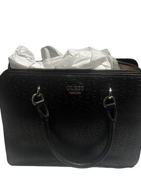 ♻️ GUESS Black Embossed Logo Satchel Tote